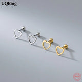 925 Silver Heart Screw Stud Earrings For Women Girls