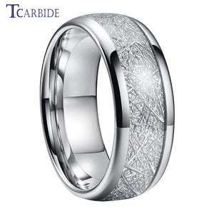 Tungsten Meteorite Inlay Wedding Band Gift Jewelry Comfort Fit