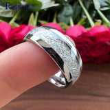 Tungsten Meteorite Inlay Wedding Band Gift Jewelry Comfort Fit