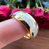 Tungsten Meteorite Inlay Wedding Band Gift Jewelry Comfort Fit
