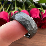 Multicolor Tungsten Wedding Ring Hammered Brushed Finish Gift Jewelry