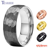 Multicolor Tungsten Wedding Ring Hammered Brushed Finish Gift Jewelry