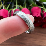 Multicolor Tungsten Wedding Ring Hammered Brushed Finish Gift Jewelry