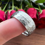 Multicolor Tungsten Wedding Ring Hammered Brushed Finish Gift Jewelry