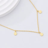 S925 Sterling Silver Disk Necklace for Women Choker Necklaces Chain Pendant
