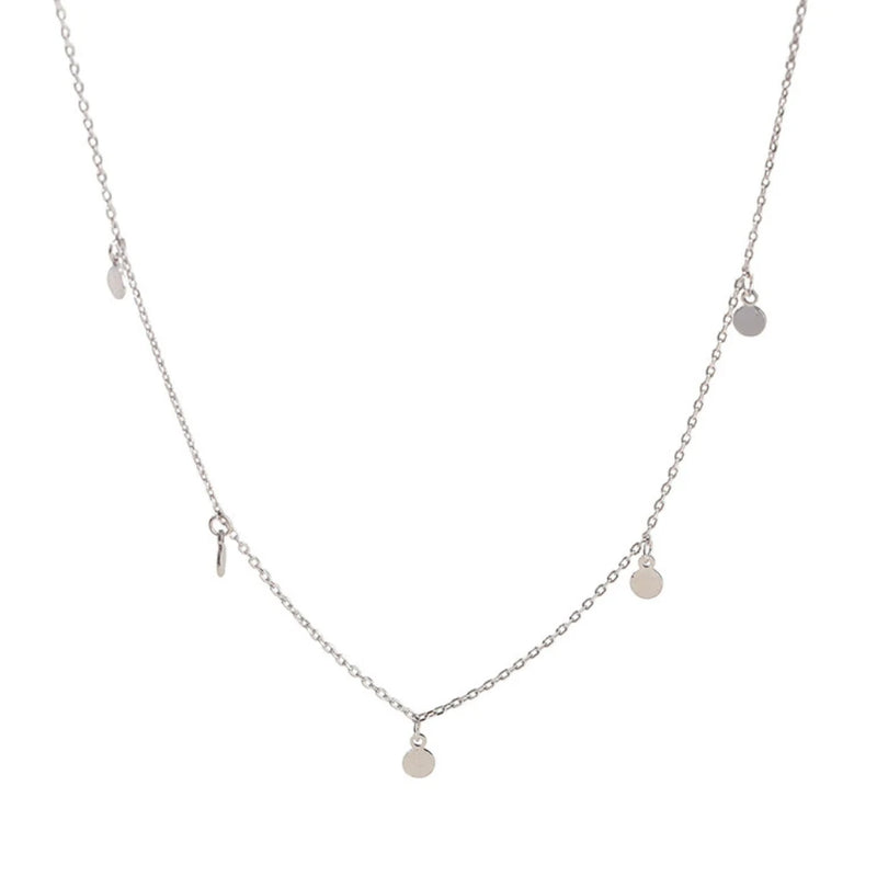 S925 Sterling Silver Disk Necklace for Women Choker Necklaces Chain Pendant
