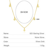 S925 Sterling Silver Disk Necklace for Women Choker Necklaces Chain Pendant