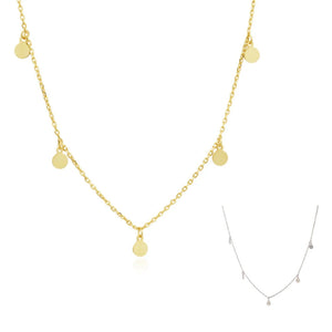 S925 Sterling Silver Disk Necklace for Women Choker Necklaces Chain Pendant