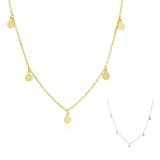 S925 Sterling Silver Disk Necklace for Women Choker Necklaces Chain Pendant