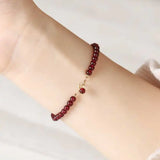 4MM Natural Garnet Beads Cuff Bracelet Bless Beaded Colorful Relief Easter