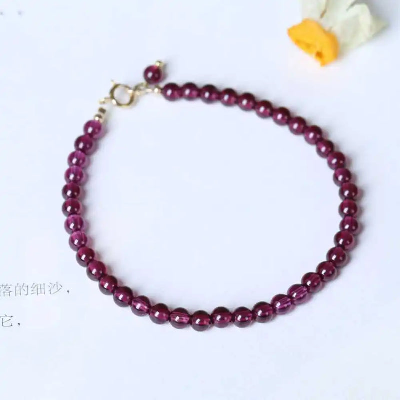 4MM Natural Garnet Beads Cuff Bracelet Chakra Meditation Lucky