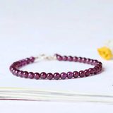 4MM Natural Garnet Beads Cuff Bracelet Chakra Meditation Lucky