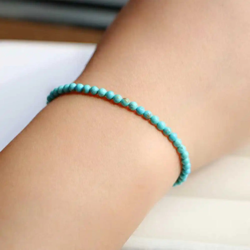 4MM Natural Turquoise Beads Bracelet - Easter Buddhism DIY Beaded Souvenir Pray