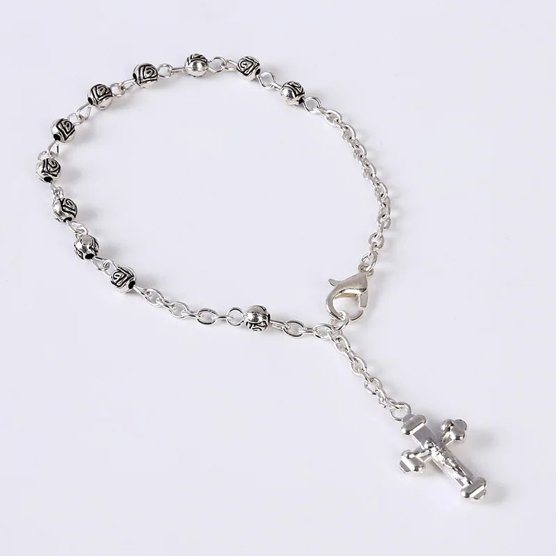 Catholic Bracelet Small Rose Rosary Cross Jewelry