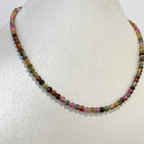 4MM Clear Brazil Tourmaline Necklace Natural Stone Chocker Beaded