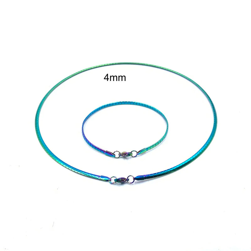 Colorful Stainless Steel Necklace and Bracelet Set for Women
