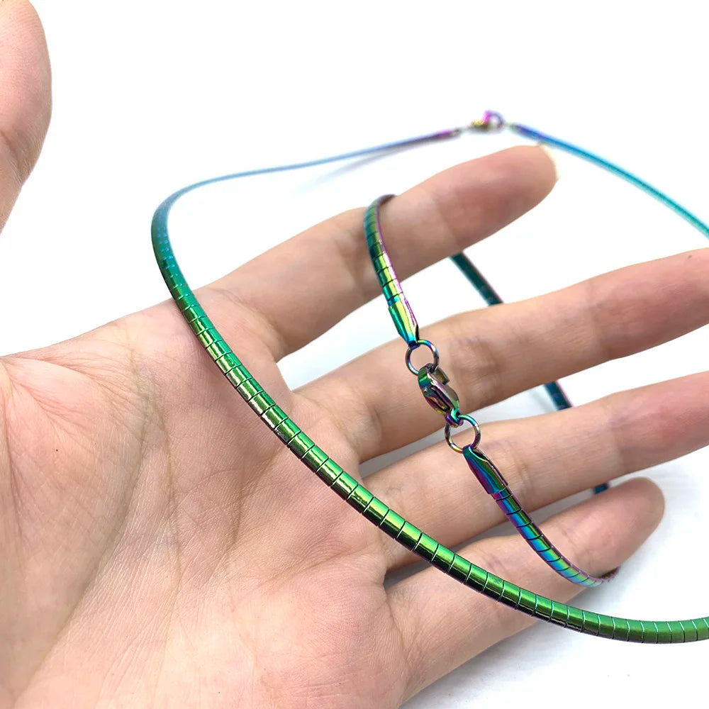 Colorful Stainless Steel Necklace and Bracelet Set for Women