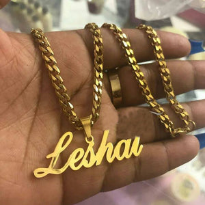 4MM Cuban Chain Name Necklace Stainless Steel Nameplate Necklaces Pendants