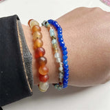 4MM Faceted Agate Bracelet Healing Power Natural Stone Bead Hand Row Gemstone