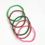 4MM Faceted Peach Emerald Red Ruby Jade Bracelet Vintage Natural Stone Jewelry