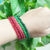 4MM Faceted Peach Emerald Red Ruby Jade Bracelet Vintage Natural Stone Jewelry