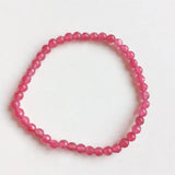 4MM Faceted Peach Emerald Red Ruby Jade Bracelet Vintage Natural Stone Jewelry