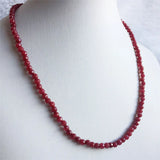 4MM Faceted Round Opaque Clear Red Ruby Necklace Choker