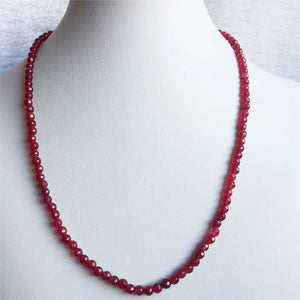 4MM Faceted Round Opaque Clear Red Ruby Necklace Choker