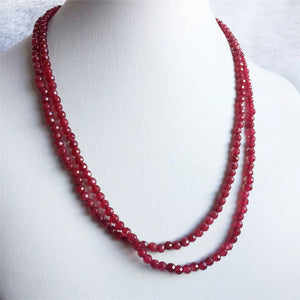 4MM Faceted Round Opaque Clear Red Ruby Necklace Choker