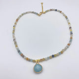 4MM Stone Beaded Choker Necklace 18K Gold Plated Crystal Short Necklace