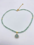 4MM Stone Beaded Choker Necklace 18K Gold Plated Crystal Short Necklace