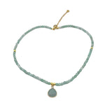 4MM Stone Beaded Choker Necklace 18K Gold Plated Crystal Short Necklace
