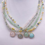 4MM Stone Beaded Choker Necklace 18K Gold Plated Crystal Short Necklace