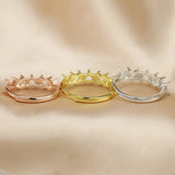 4MM Heart Prong Ring Settings 5 Stones Rose Plated Solid 925 Sterling Silver