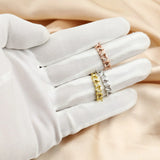 4MM Heart Prong Ring Settings 5 Stones Rose Plated Solid 925 Sterling Silver
