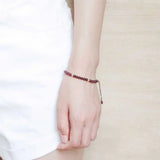 4MM Natural Garnet Beads Lucky Cuff Bracelet Taseel Thanksgiving Yoga
