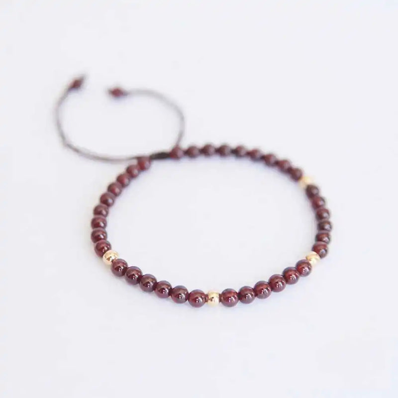 4MM Natural Garnet Beads Lucky Cuff Bracelet Taseel Thanksgiving Yoga