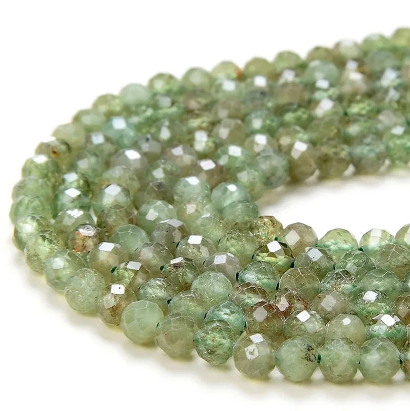 4MM Green Apatite Gemstone AA Micro Faceted Round Beads