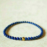 4MM Lapis Lazuli Beads Lucky Cuff Bracelet Yoga Souvenir Meditation Bless