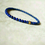 4MM Lapis Lazuli Beads Lucky Cuff Bracelet Yoga Souvenir Meditation Bless