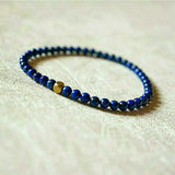 4MM Lapis Lazuli Beads Lucky Cuff Bracelet Yoga Souvenir Meditation Bless