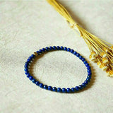 4MM Lapis Lazuli Beads Lucky Cuff Bracelet Yoga Souvenir Meditation Bless