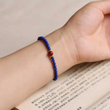 4MM Lapis Lazuli Cinnabar Beads Yoga Bracelet Mental Practice Cuff