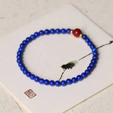 4MM Lapis Lazuli Cinnabar Beads Yoga Bracelet Mental Practice Cuff