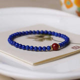 4MM Lapis Lazuli Cinnabar Beads Yoga Bracelet Mental Practice Cuff