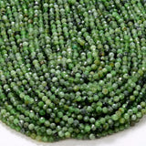 4MM Natural Nephrite Jade AA Micro Faceted Round Beads 15 inch Strand