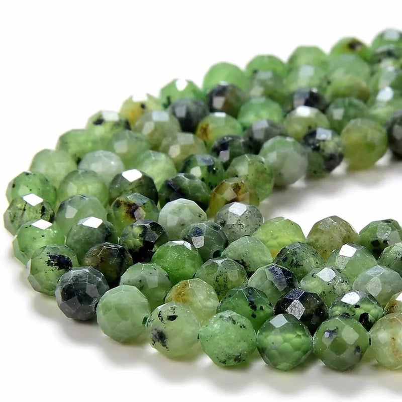 4MM Natural Nephrite Jade AA Micro Faceted Round Beads 15 inch Strand