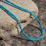 Turquoise Beads Necklace Double Row 18in Meditation Bless DIY Yoga Cuff