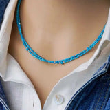 Turquoise Beads Necklace Double Row 18in Meditation Bless DIY Yoga Cuff