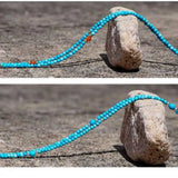 Turquoise Beads Necklace Double Row 18in Meditation Bless DIY Yoga Cuff
